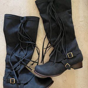 NEW Black Tassel Fashion Boots Size 42 (10M) Never worn!